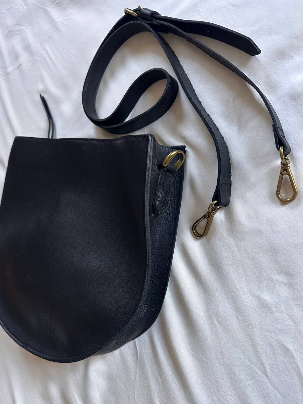 Madewell The Transport Saddlebag 2 Compartment Black Leather Crossbody Bag
